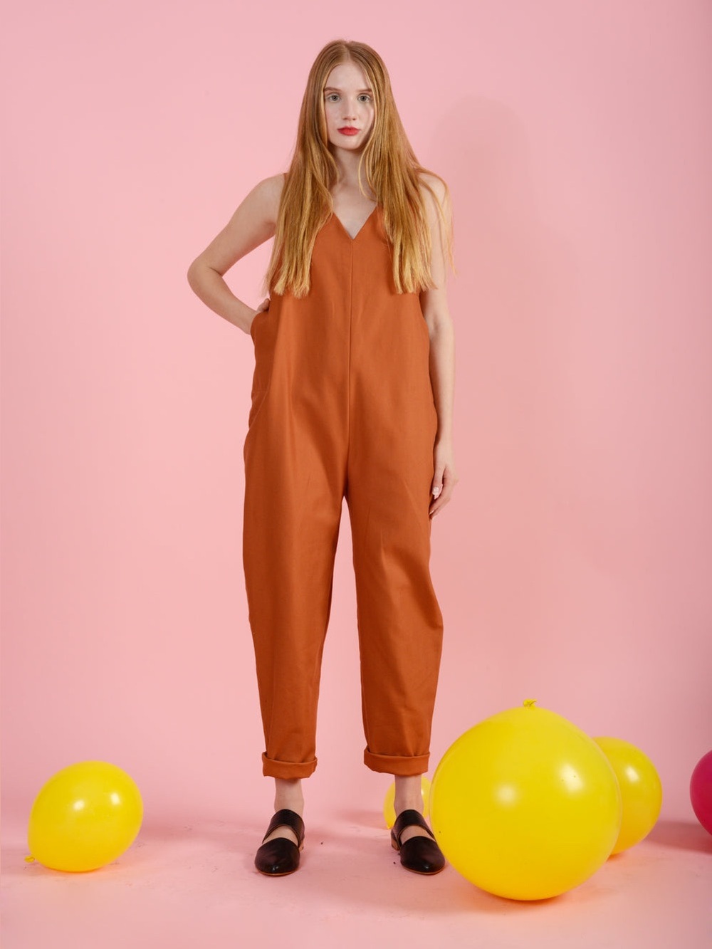 Meg The Emilie Cotton Jumpsuit in Rust